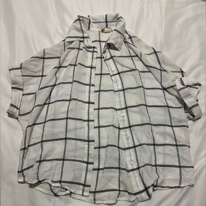 Cropped collared striped shirt